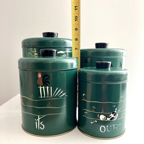 Mid-Century Scenic Canisters Farmhouse Kitchen Canisters by Ransburg Set of 4 - Picture 5 of 10